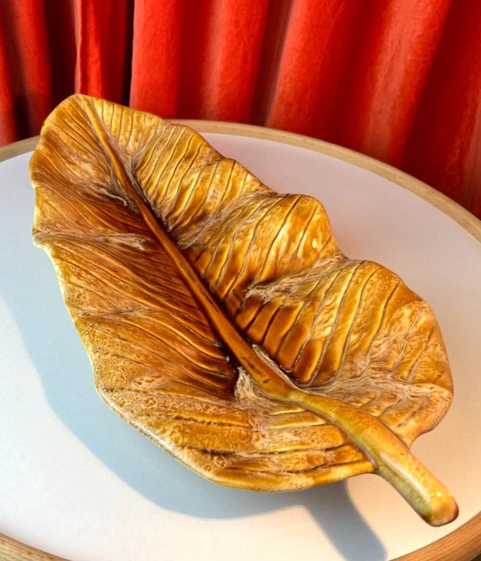 Wade California Pottery 3D Apple Leaf Majolica Drip Glaze Serving Platter 51cm