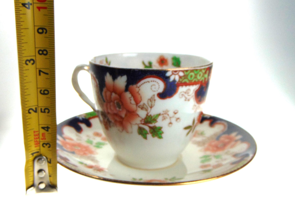 Royal Doulton Teacup and Saucer: Antique English Bone China, Imari Floral