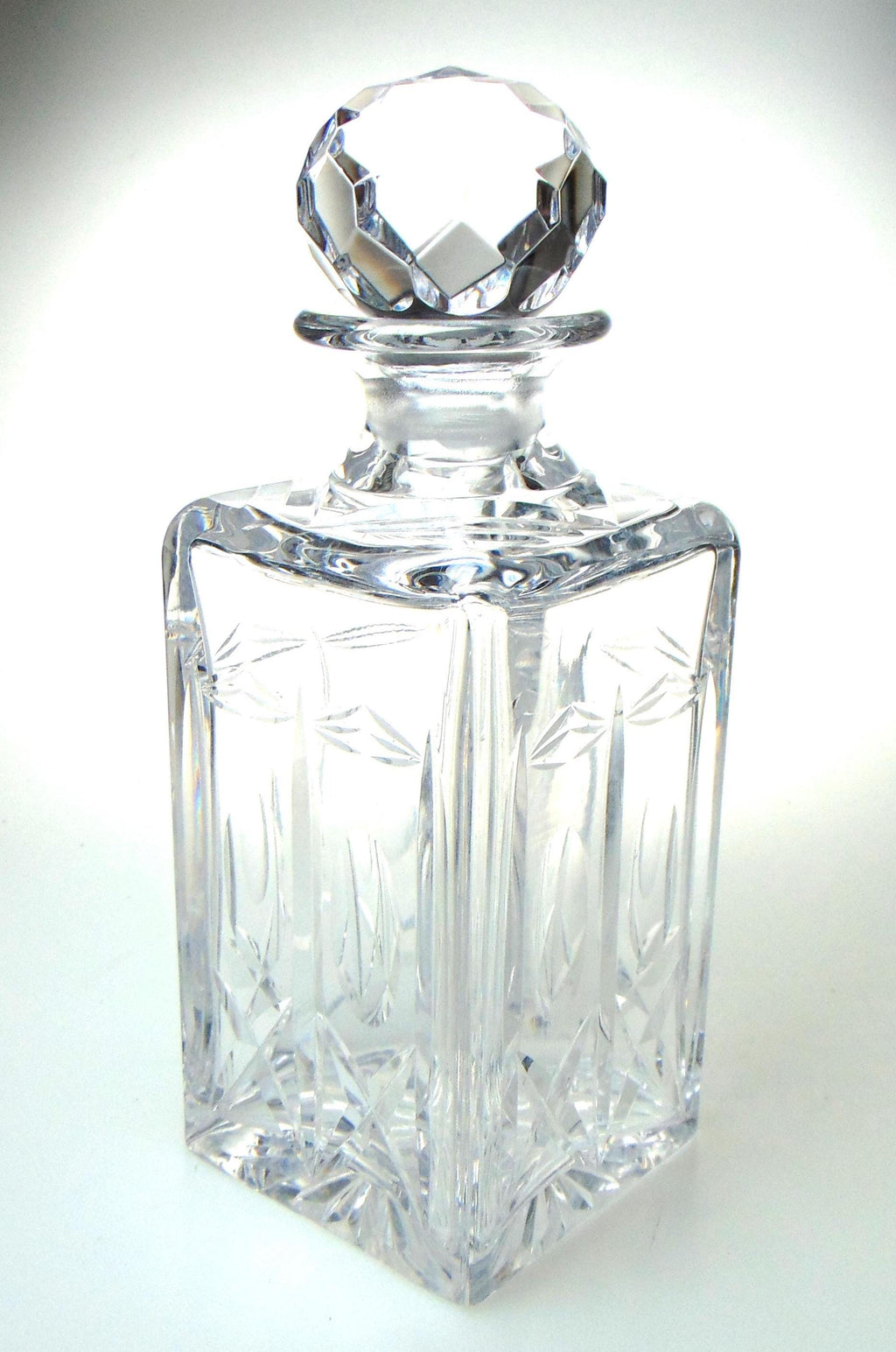 Webb Crystal Decanter: Vintage Square Brandy Whisky Decanter