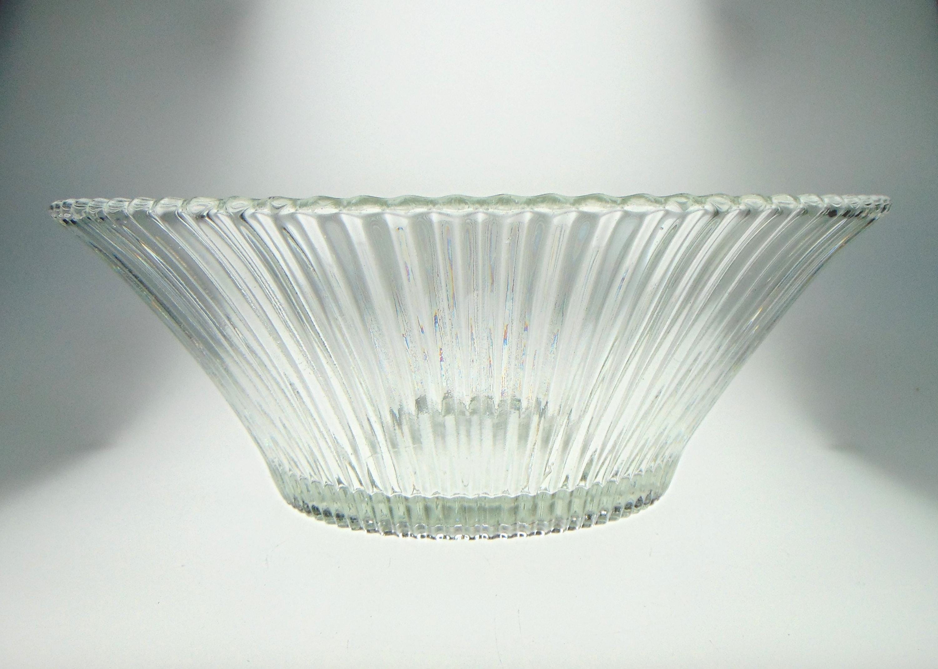 Vintage Salad Bowl or Decorative Bowl in Clear Pressed Glass