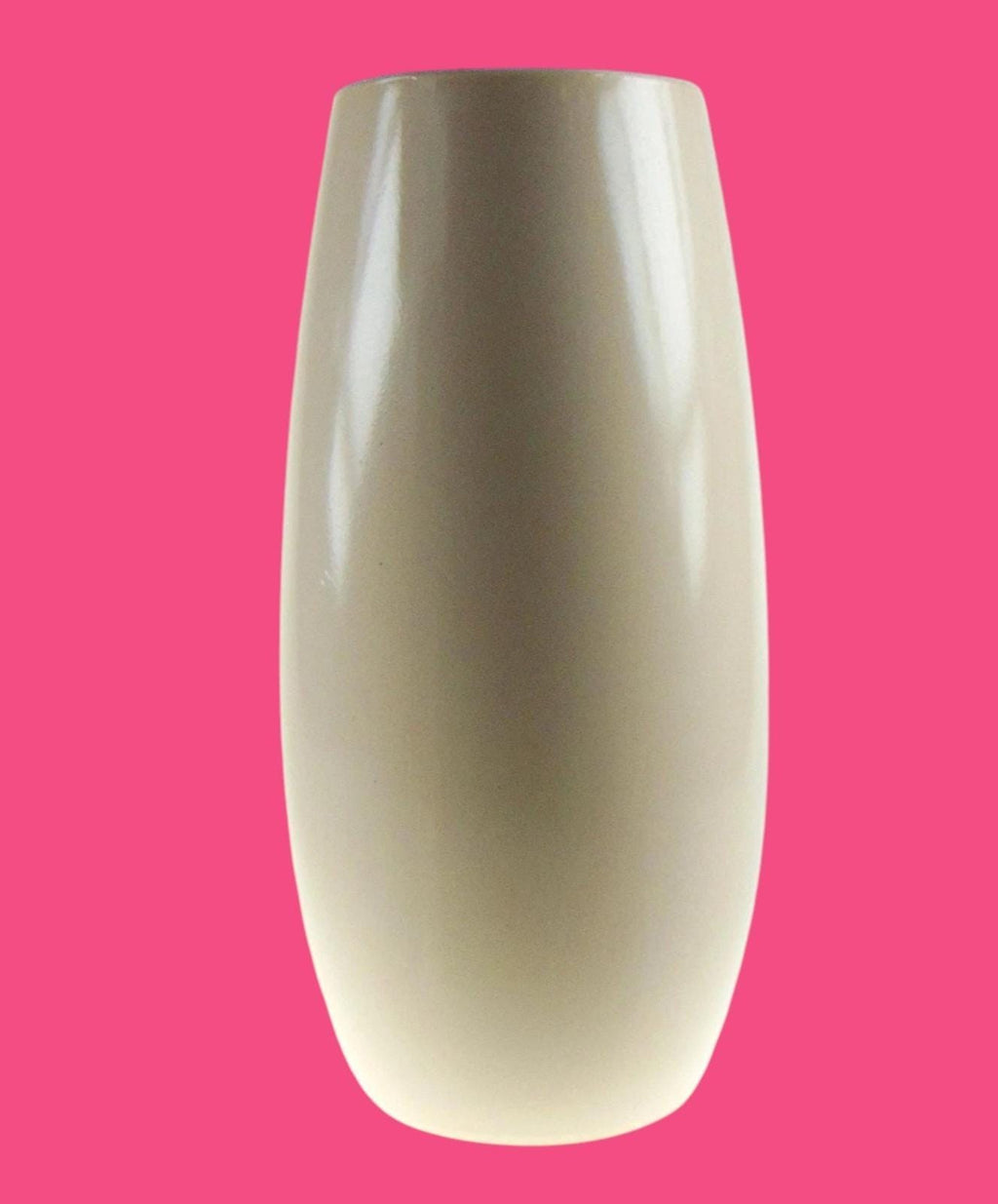 Vintage New Devon Pottery Vase – 1950s Pink & Cream Floral Ceramic Flower Vase