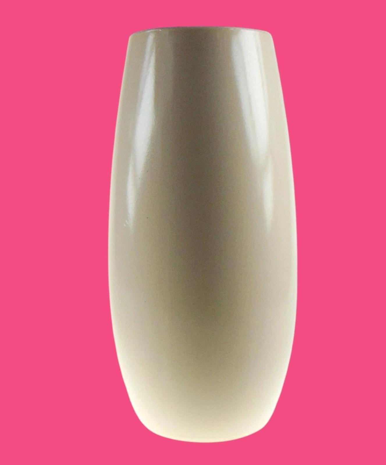 Vintage New Devon Pottery Vase – 1950s Pink & Cream Floral Ceramic Flower Vase