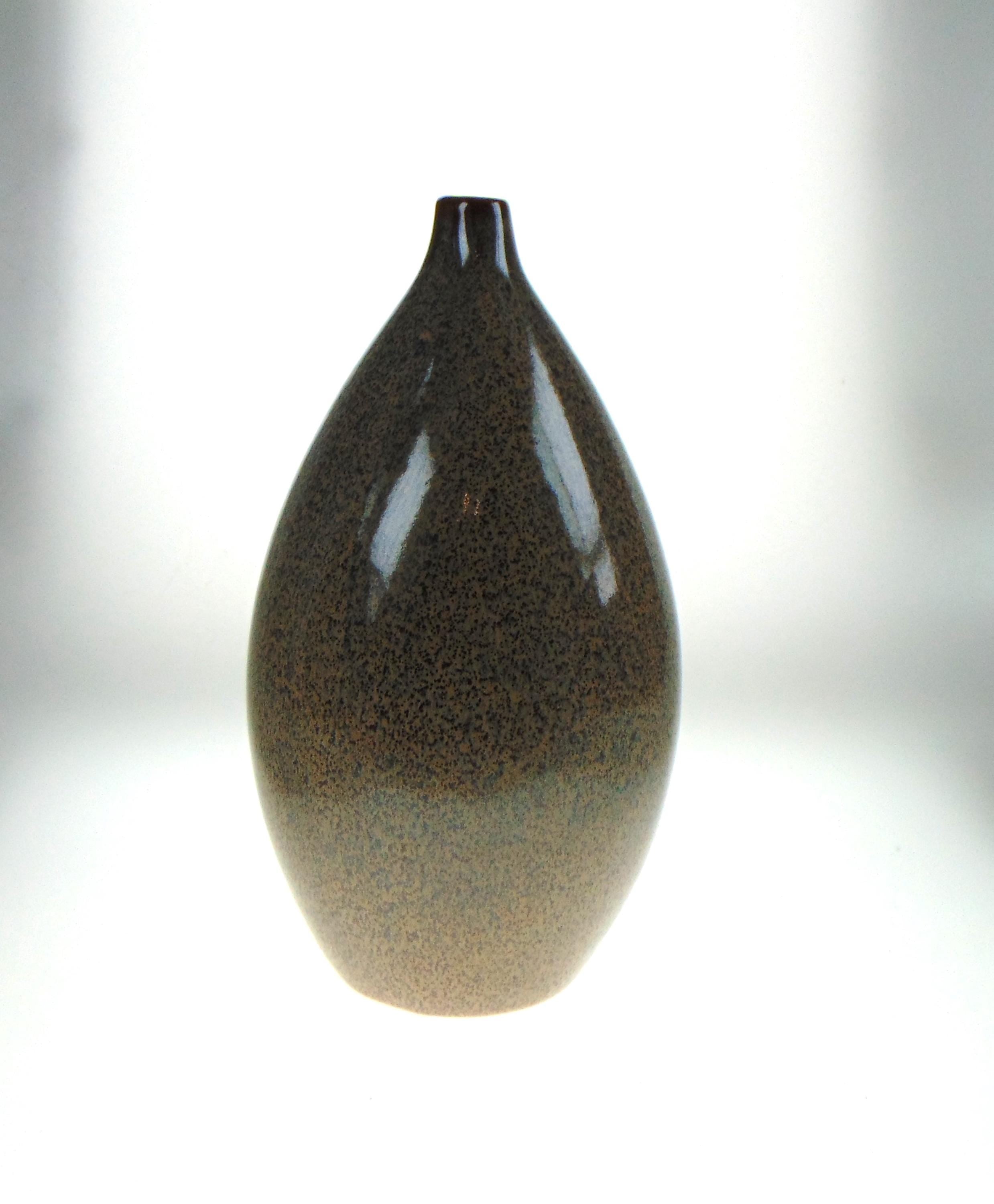 1970s Studio Art Pottery Bud Vase: Speckled Retro Decor