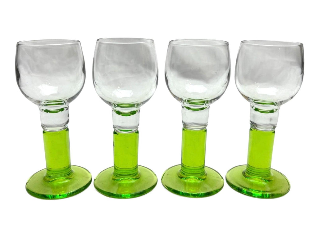 Set of 4 vintage bormioli rocco limoncino stemmed goblets mid century glasses