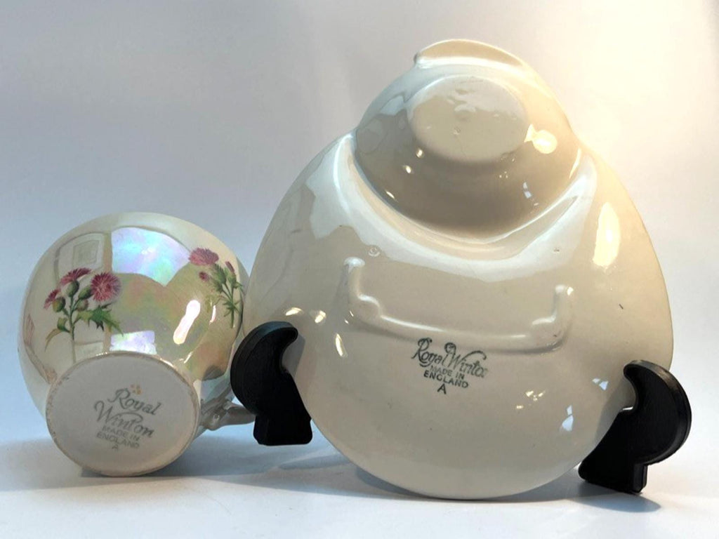 Vintage Royal Winton Thistle Lustreware Snack Set: English Pottery Tennis Set