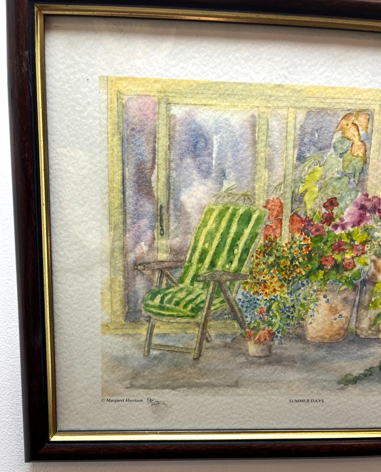 Margaret Harrison Summer Days Art Print 56 of 250 Signed Framed Garden Flowers