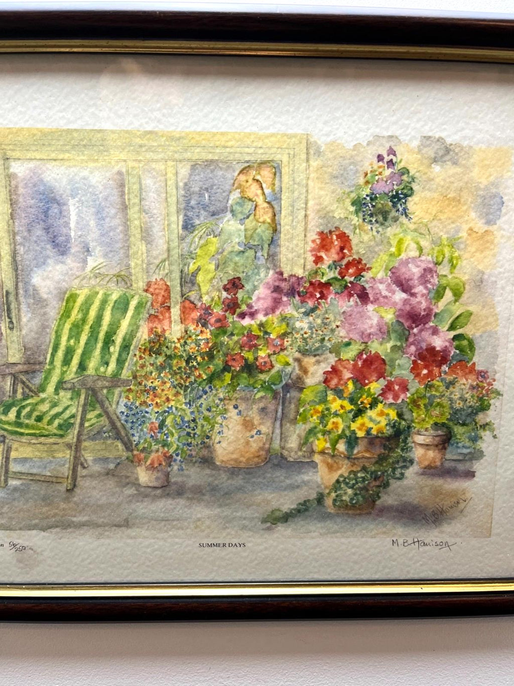 Margaret Harrison Summer Days Art Print 56 of 250 Signed Framed Garden Flowers