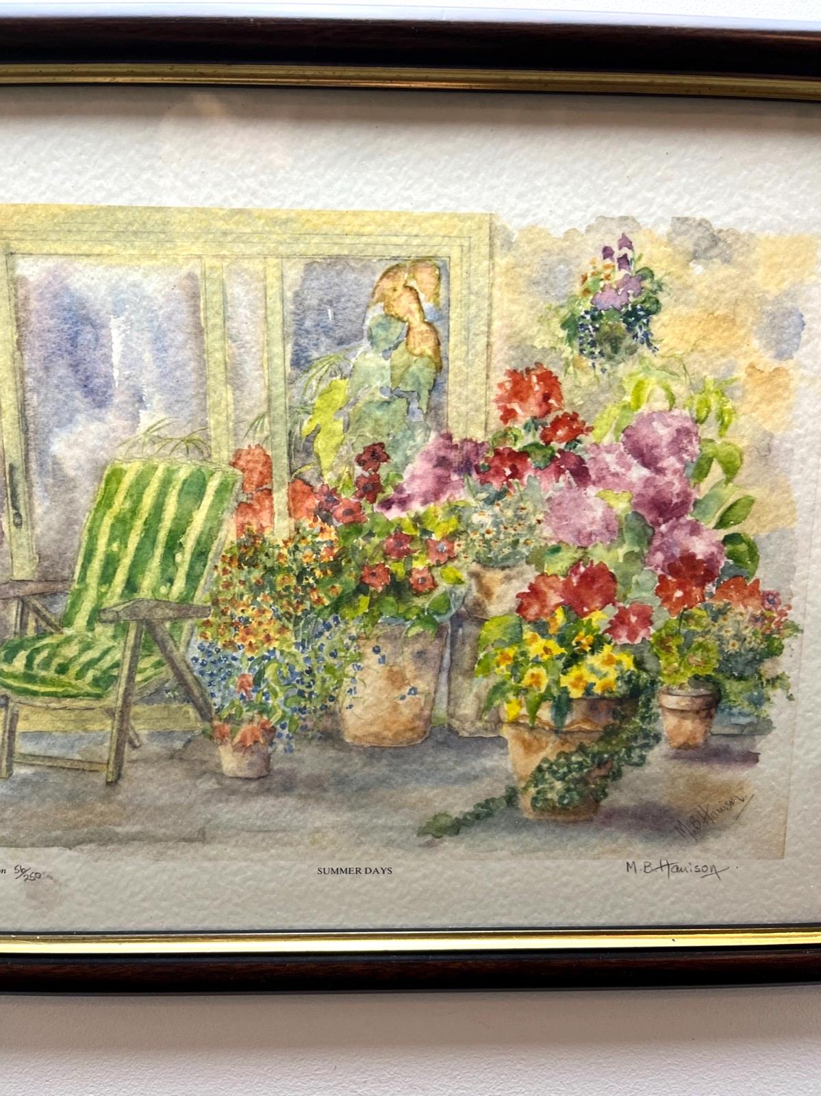 Margaret Harrison Summer Days Art Print 56 of 250 Signed Framed Garden Flowers