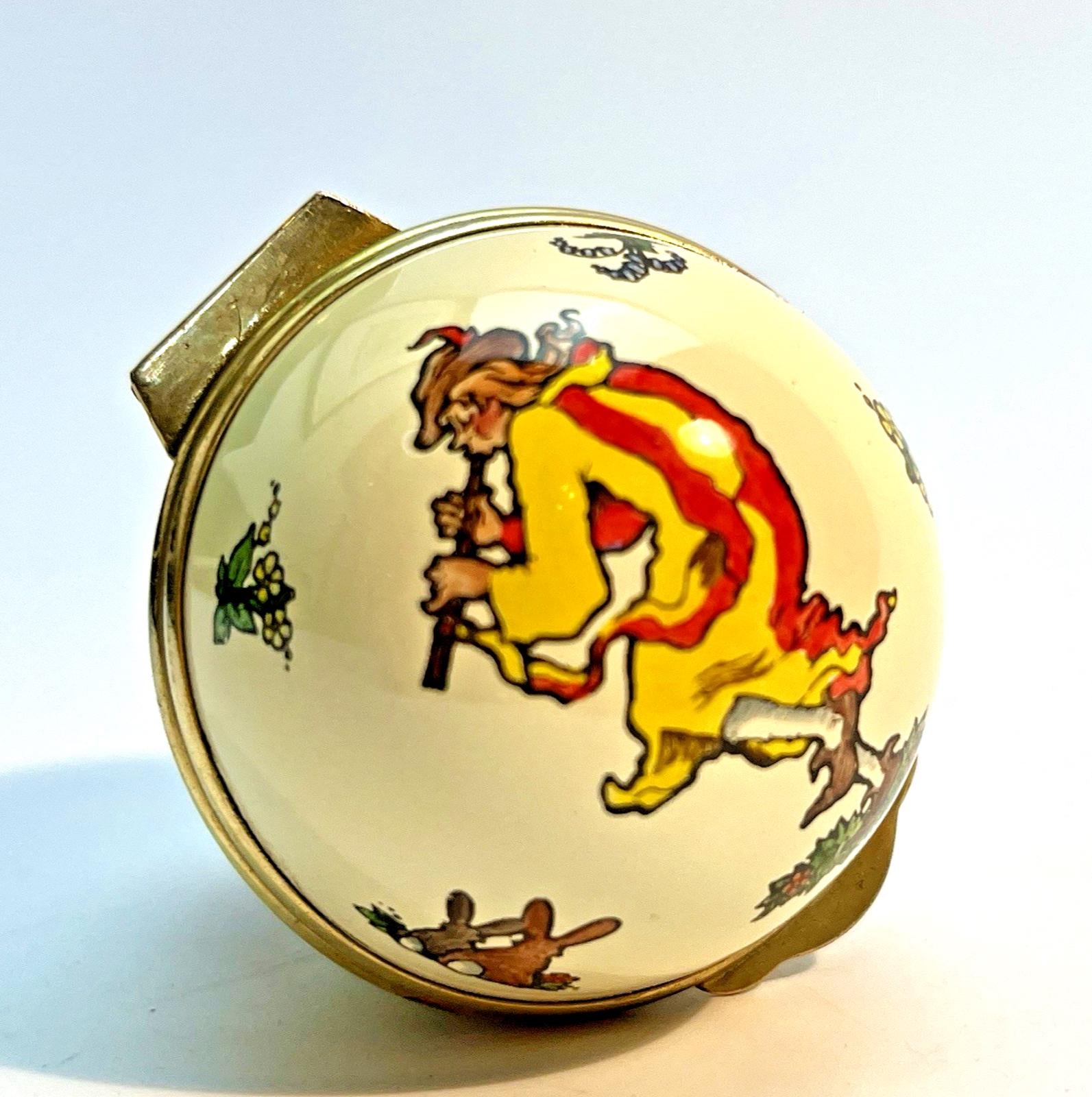 Rare Toye & Kenning Enamel Egg Pied Piper Vintage Gilt Trinket Box