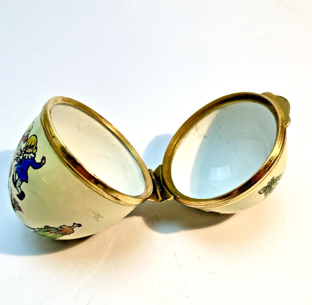 Rare Toye & Kenning Enamel Egg Pied Piper Vintage Gilt Trinket Box