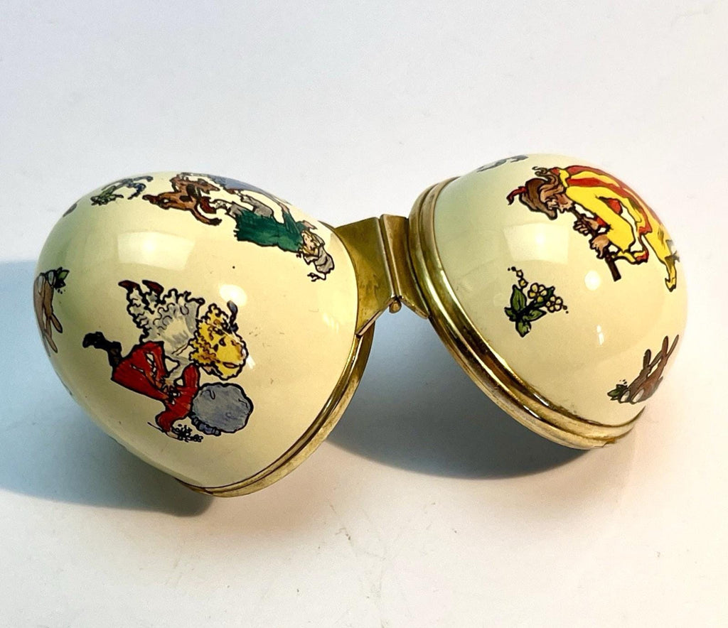 Rare Toye & Kenning Enamel Egg Pied Piper Vintage Gilt Trinket Box