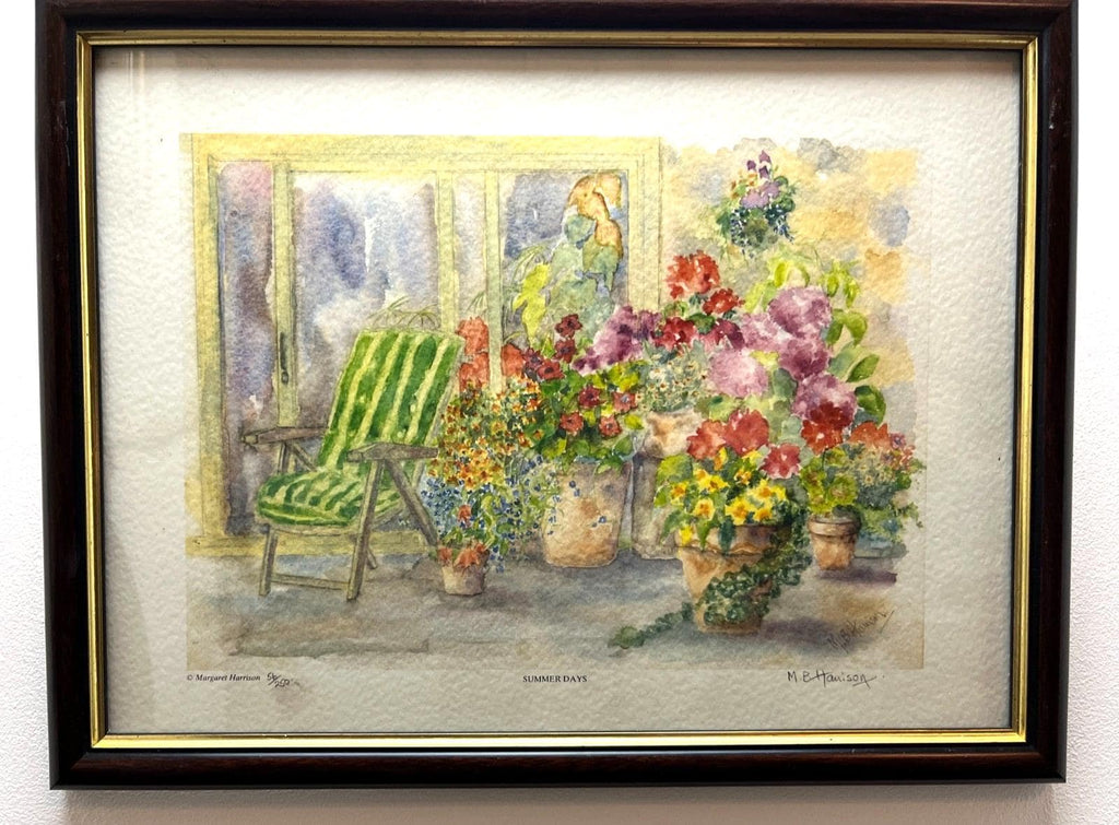 Margaret Harrison Summer Days Art Print 56 of 250 Signed Framed Garden Flowers