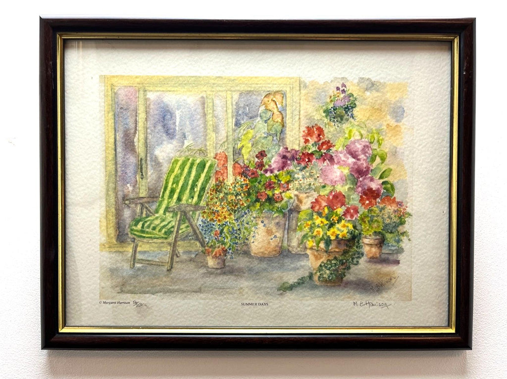 Margaret Harrison Summer Days Art Print 56 of 250 Signed Framed Garden Flowers