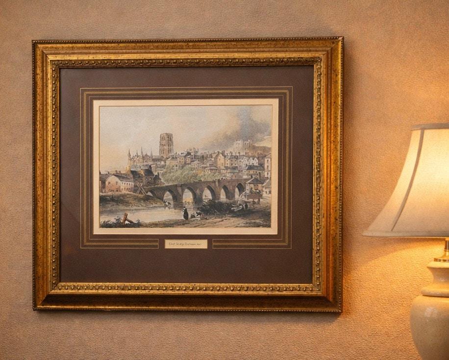 Framed Print – Elvet Bridge Durham, 19th-Century Style View | 48 x 40cm