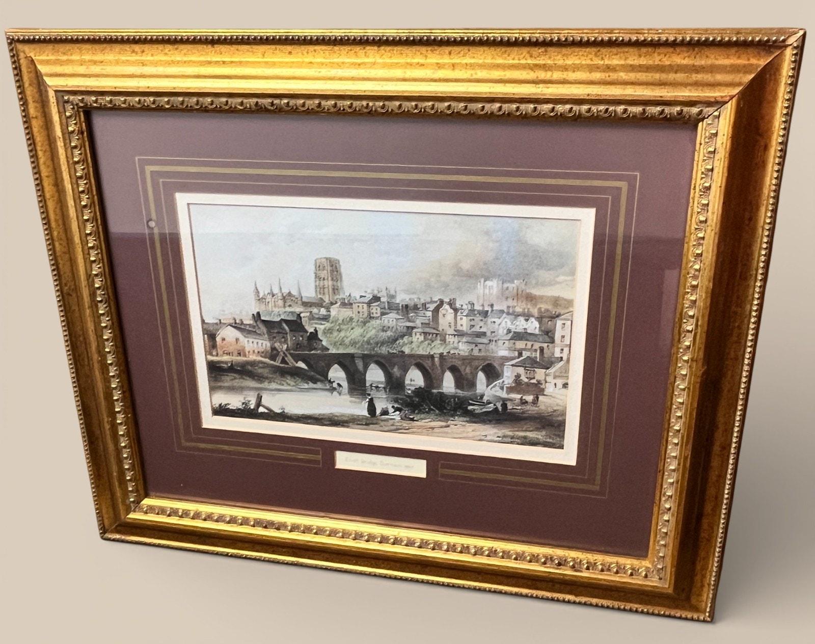 Framed Print – Elvet Bridge Durham, 19th-Century Style View | 48 x 40cm