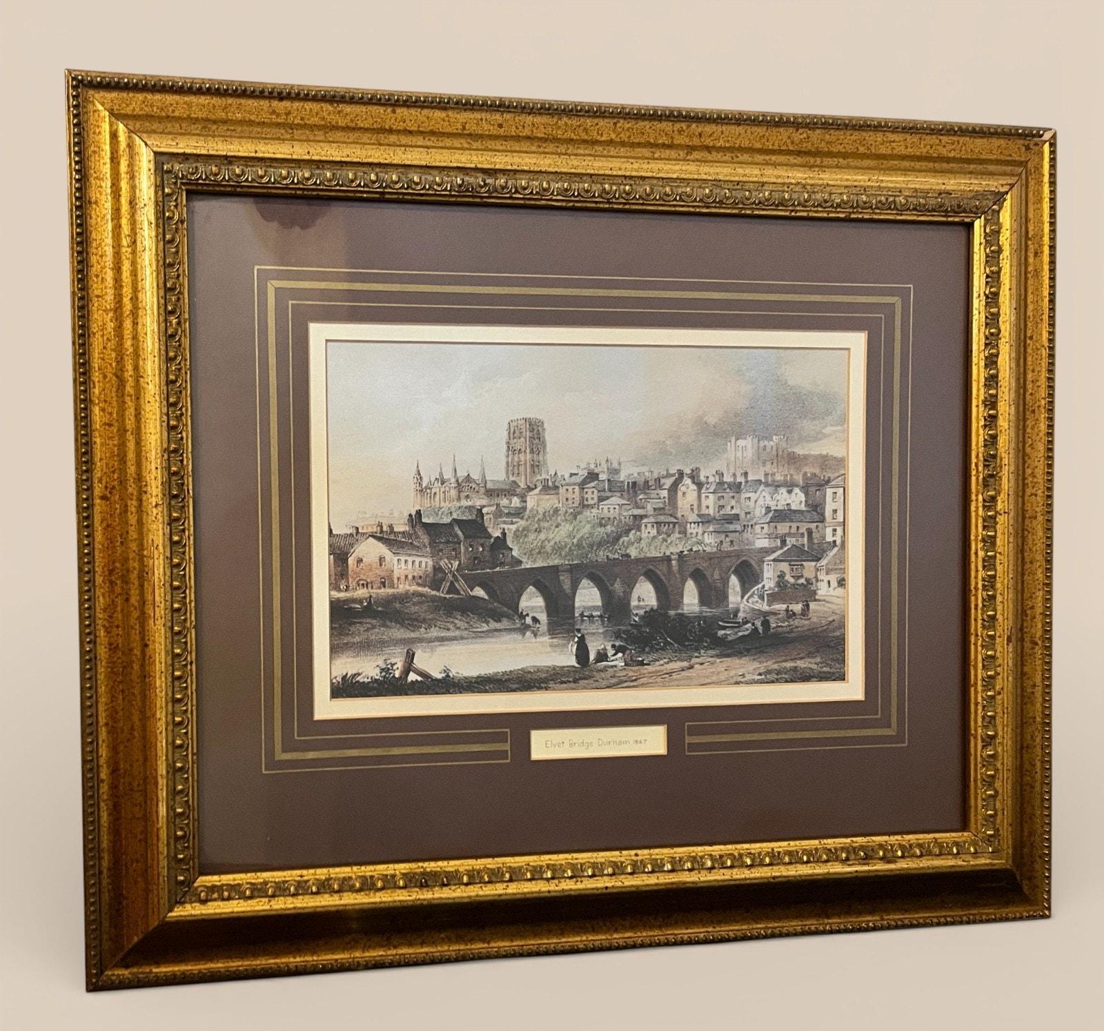 Framed Print – Elvet Bridge Durham, 19th-Century Style View | 48 x 40cm