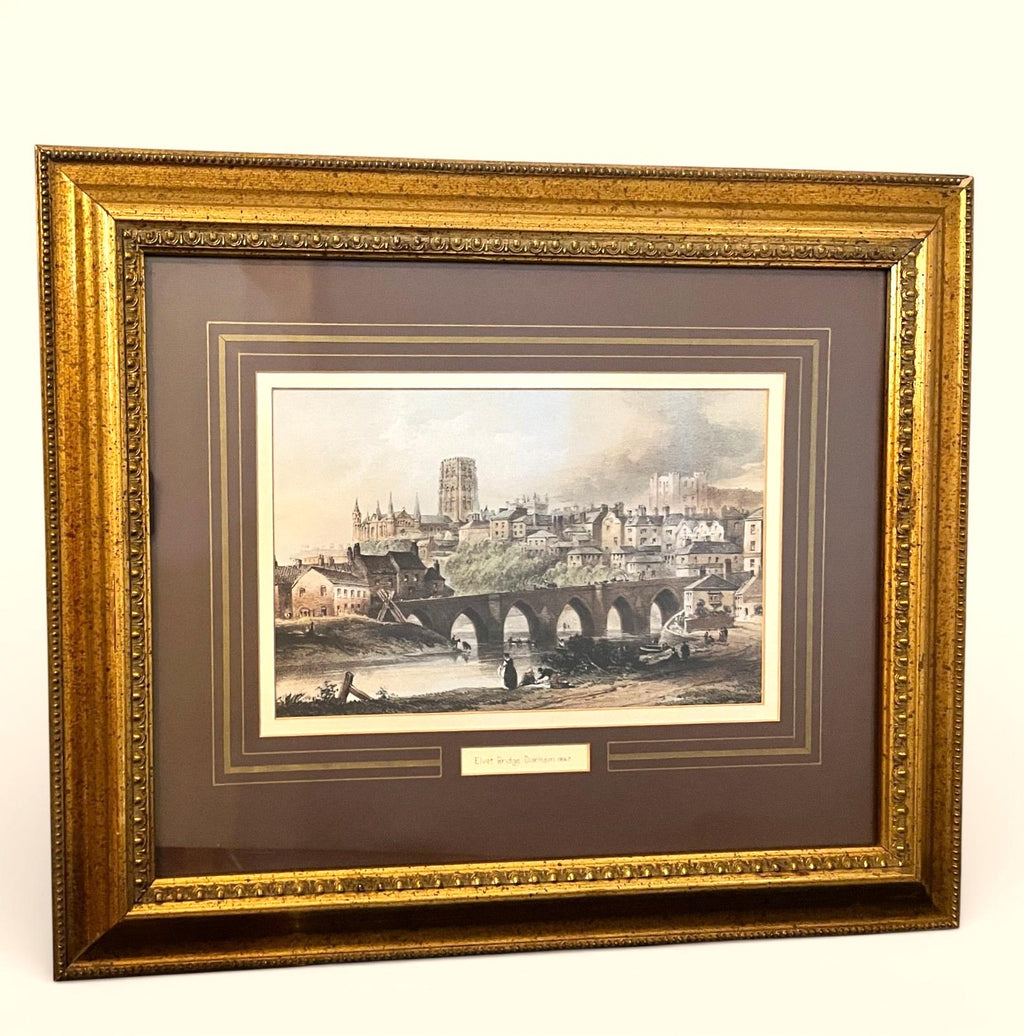 Framed Print – Elvet Bridge Durham, 19th-Century Style View | 48 x 40cm