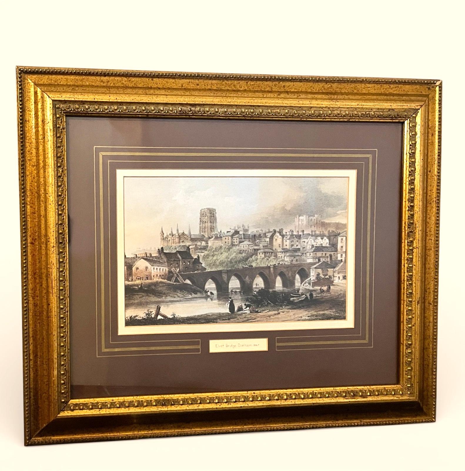 Framed Print – Elvet Bridge Durham, 19th-Century Style View | 48 x 40cm