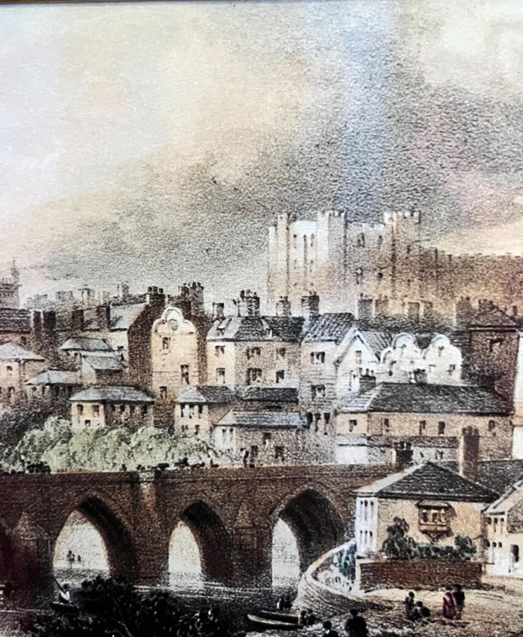 Framed Print – Elvet Bridge Durham, 19th-Century Style View | 48 x 40cm