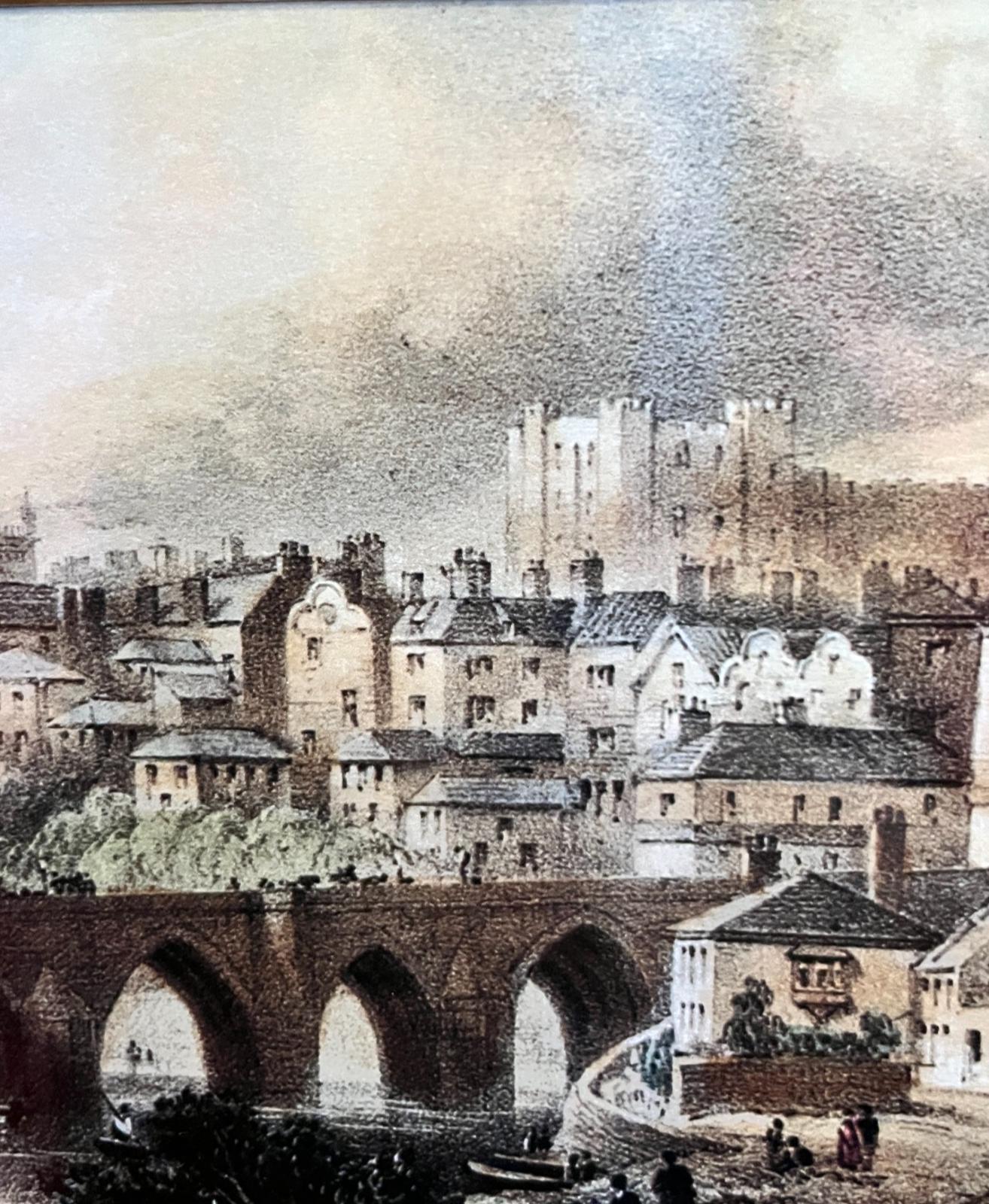 Framed Print – Elvet Bridge Durham, 19th-Century Style View | 48 x 40cm