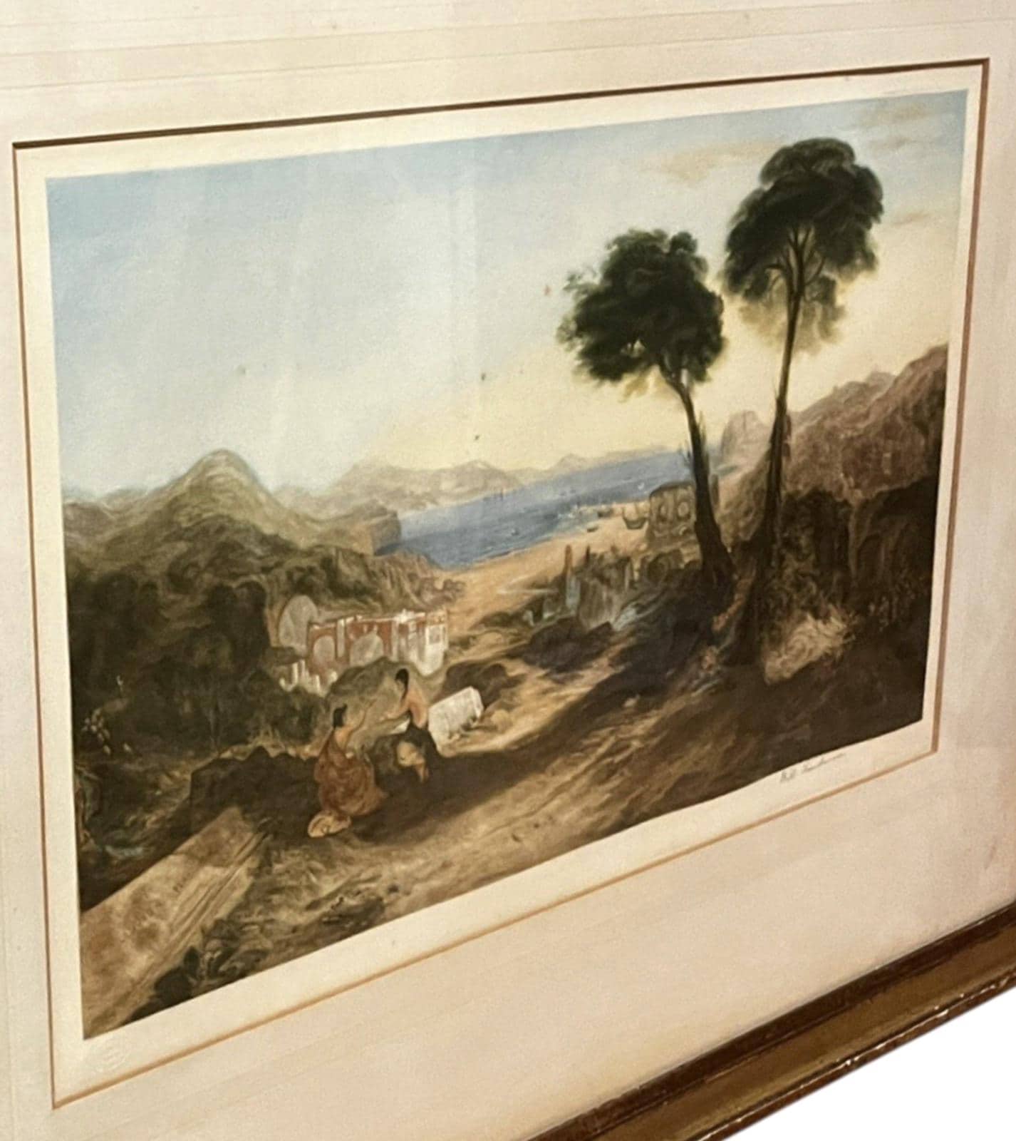 Antique Bay of Baiae Mezzotint by Will Henderson after JMW Turner 71x56cm Framed