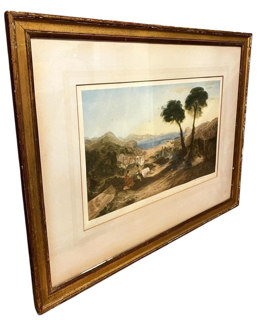 Antique Bay of Baiae Mezzotint by Will Henderson after JMW Turner 71x56cm Framed