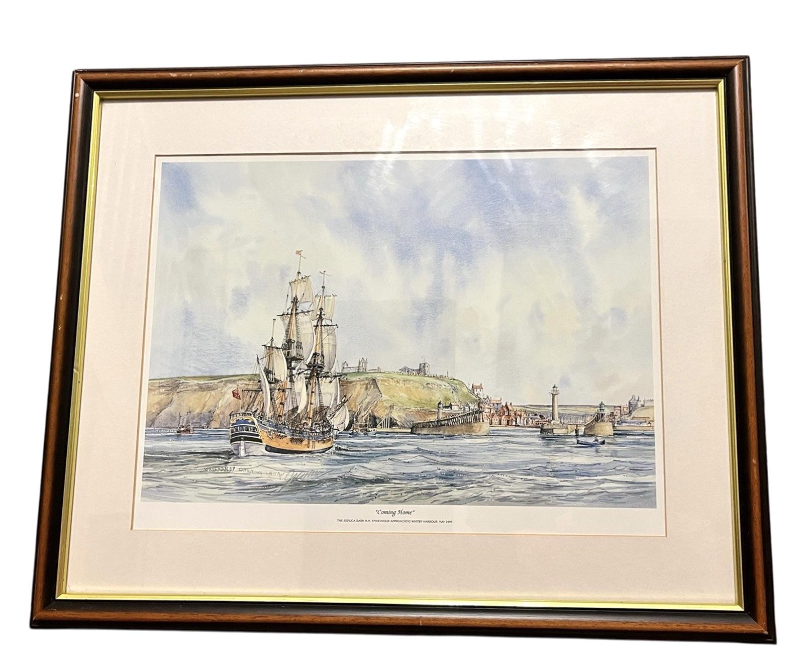 Whitby Endeavour Coming Home Maritime Framed Print 54x44cm Nautical Art Freeman