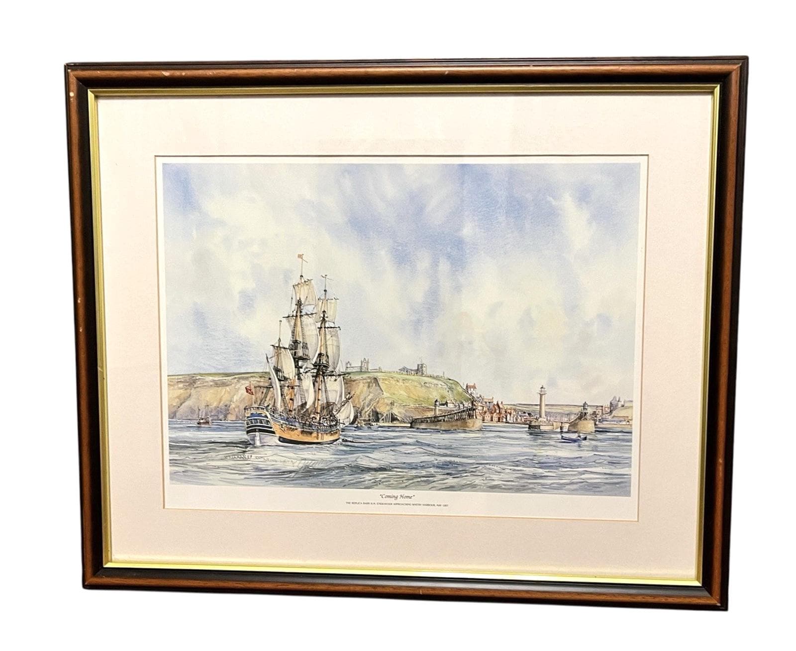 Whitby Endeavour Coming Home Maritime Framed Print 54x44cm Nautical Art Freeman