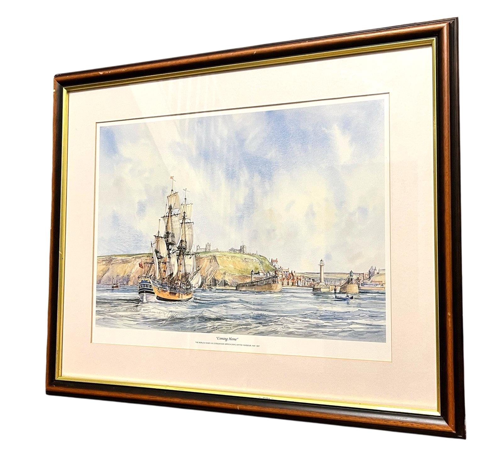 Whitby Endeavour Coming Home Maritime Framed Print 54x44cm Nautical Art Freeman