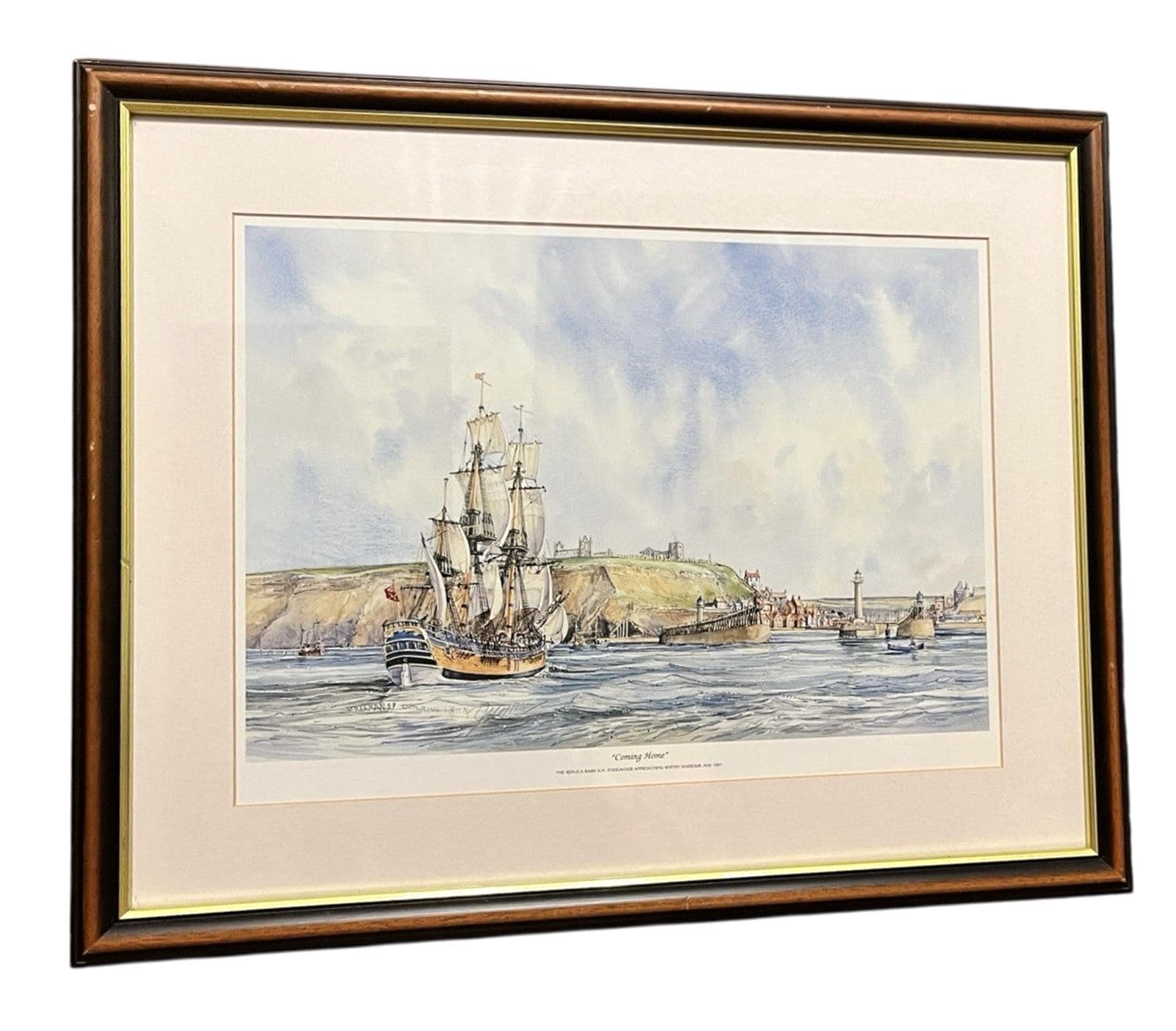 Whitby Endeavour Coming Home Maritime Framed Print 54x44cm Nautical Art Freeman