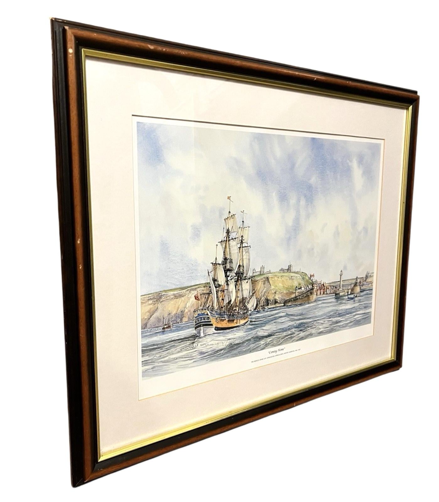 Whitby Endeavour Coming Home Maritime Framed Print 54x44cm Nautical Art Freeman