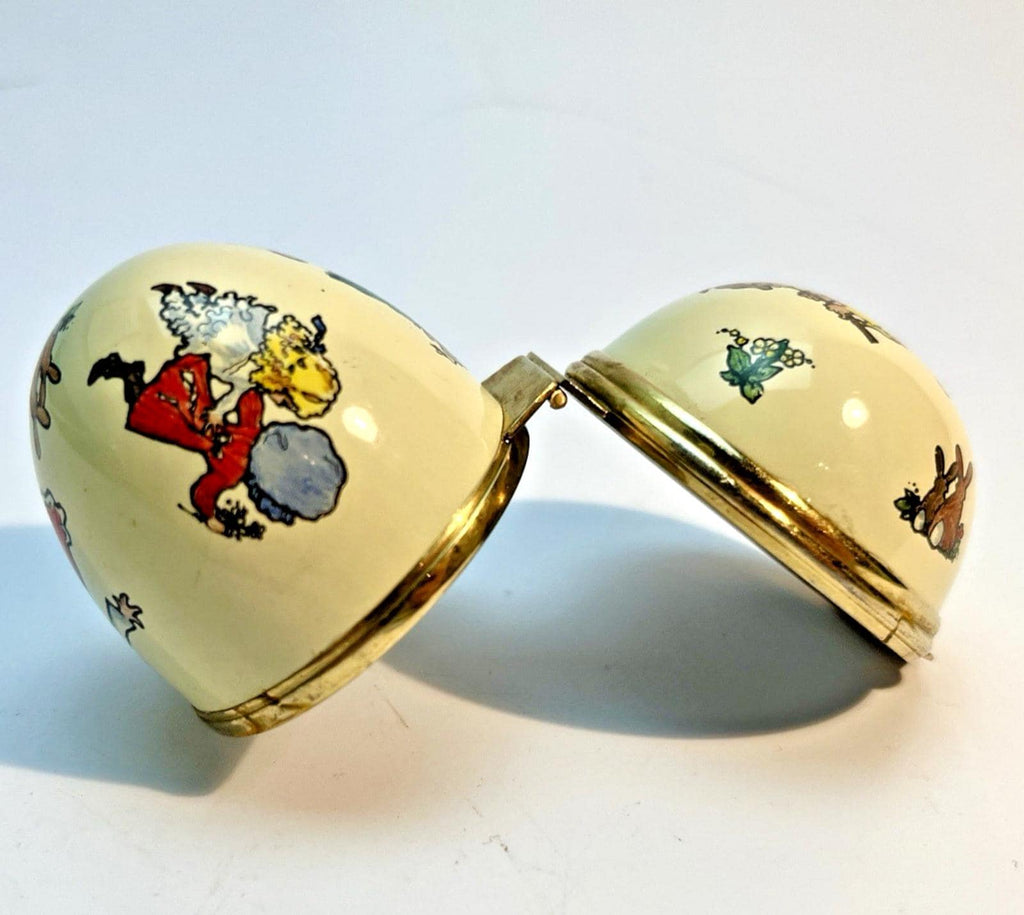 Rare Toye & Kenning Enamel Egg Pied Piper Vintage Gilt Trinket Box