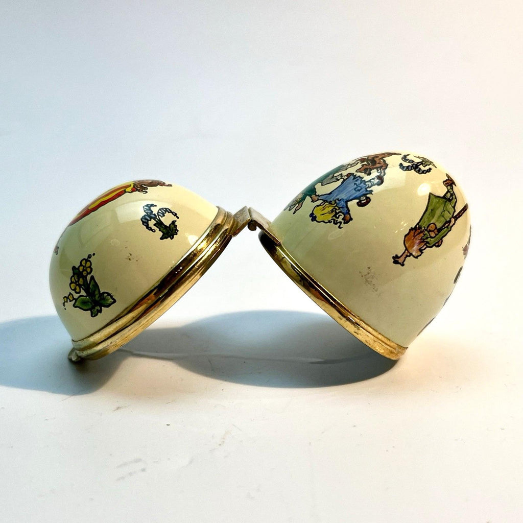 Rare Toye & Kenning Enamel Egg Pied Piper Vintage Gilt Trinket Box