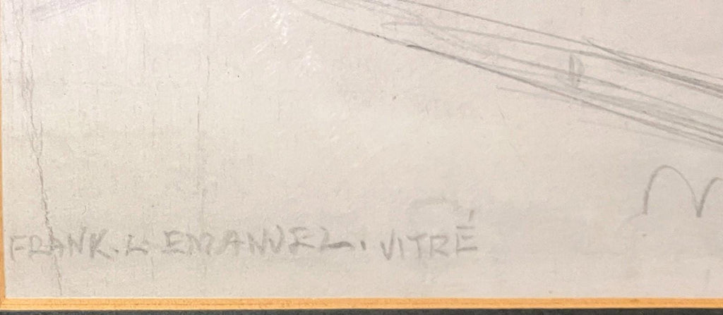 Frank L. Emanuel Original Drawing Vitré 44x31cm French Town Pencil Sketch