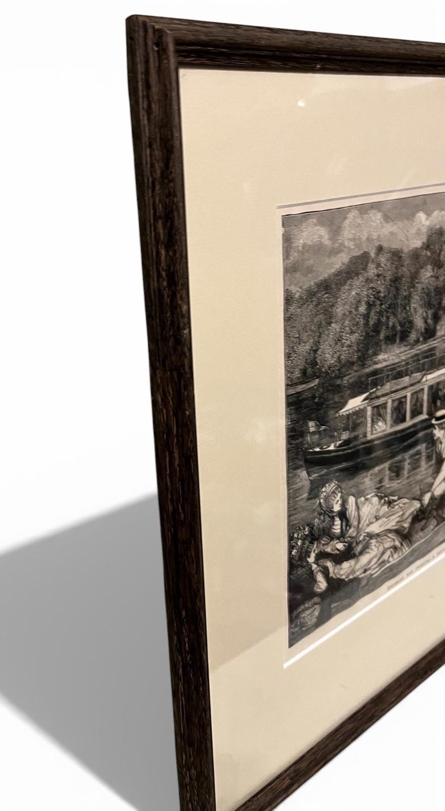 Framed Reproduction Print – Steaming and Punting – A Sketch Near Cliveden Woods