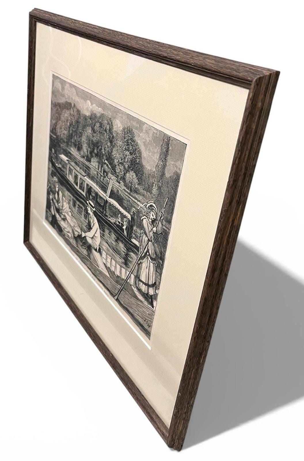 Framed Reproduction Print – Steaming and Punting – A Sketch Near Cliveden Woods