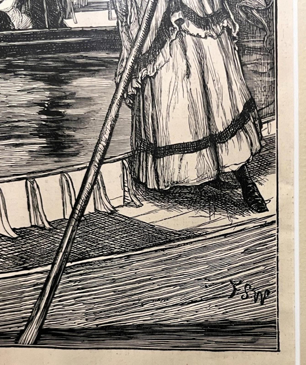 Framed Reproduction Print – Steaming and Punting – A Sketch Near Cliveden Woods