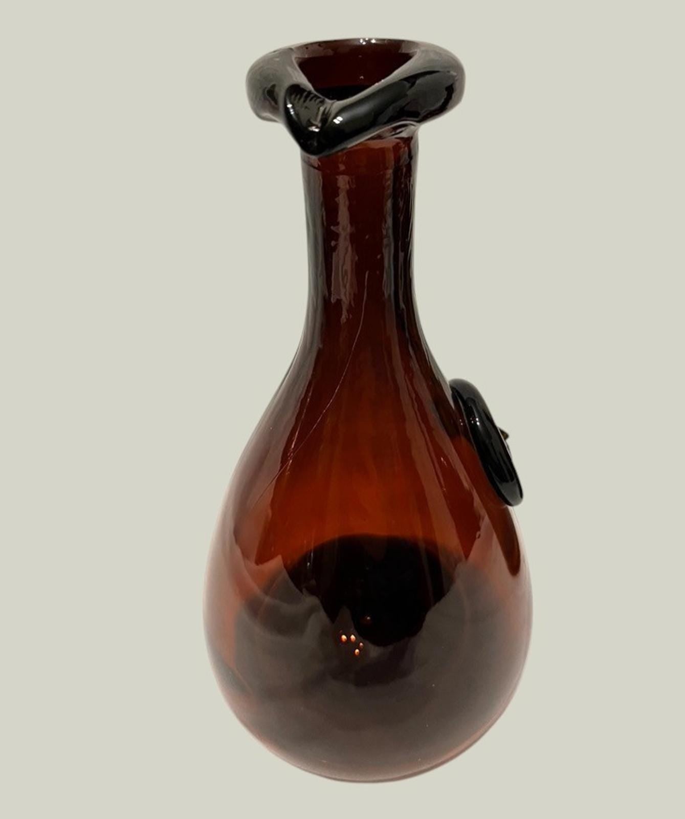 Mid Century Brown Glass Decanters Holmegaard Viking Carafe Vintage Scandinavian Glass