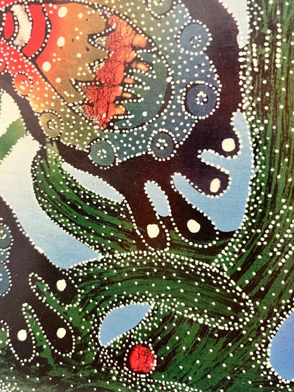 Large Framed Batik Textile Wall Art Butterflies Flowers 91cm Vintage Fabric