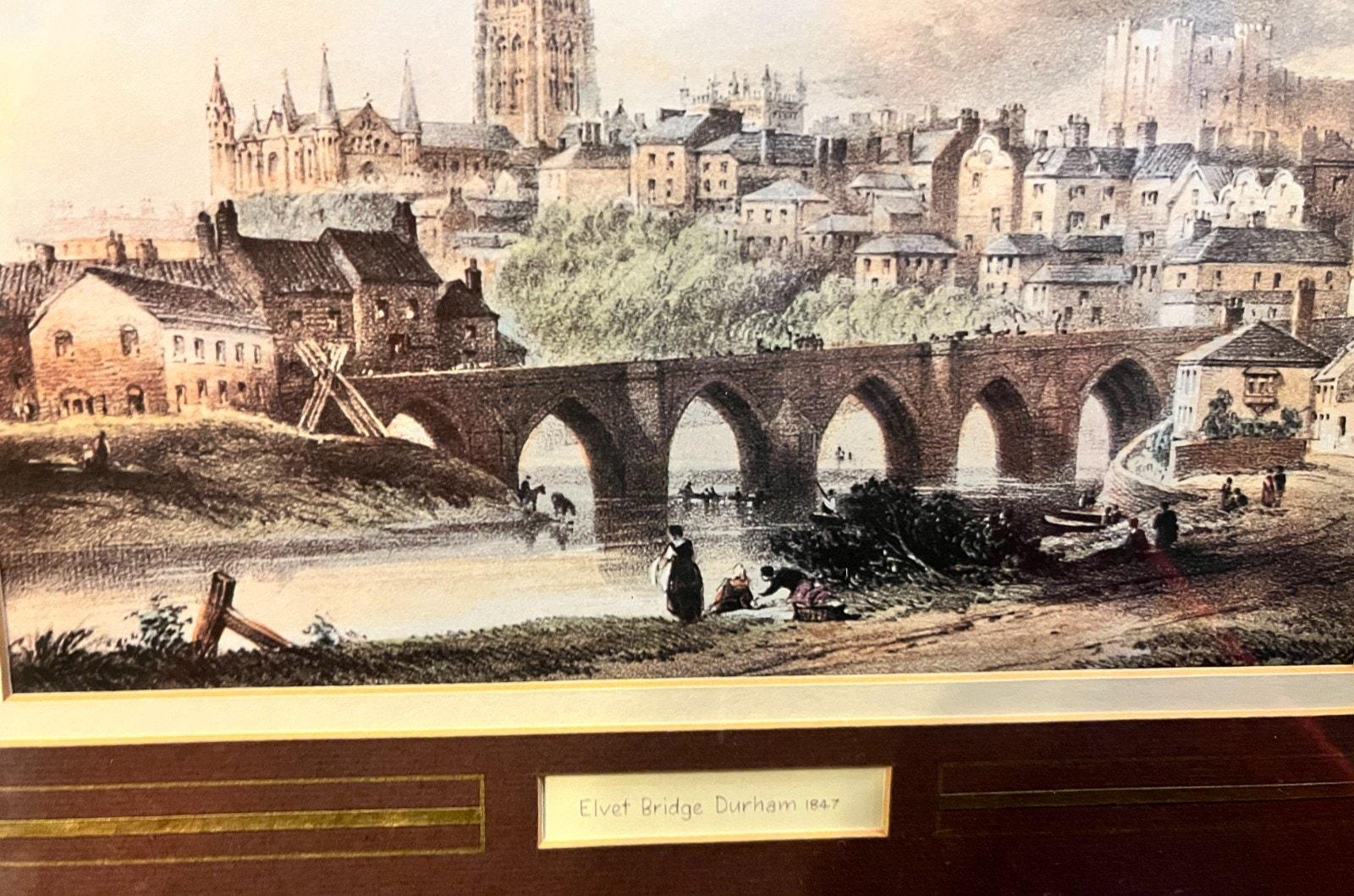 Framed Print – Elvet Bridge Durham, 19th-Century Style View | 48 x 40cm
