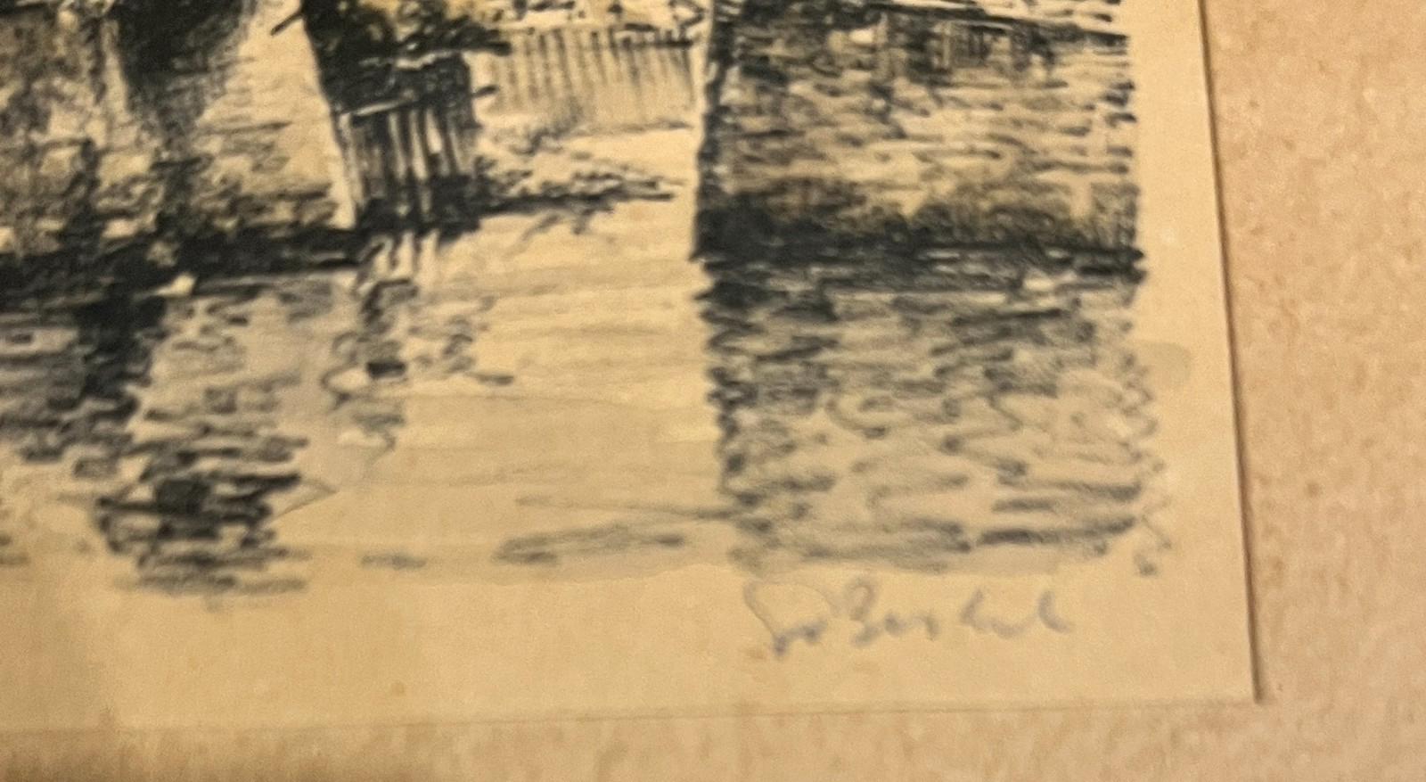 Vintage Pont du Béguinage Bruges Etching Signed & Numbered 24x21cm Framed