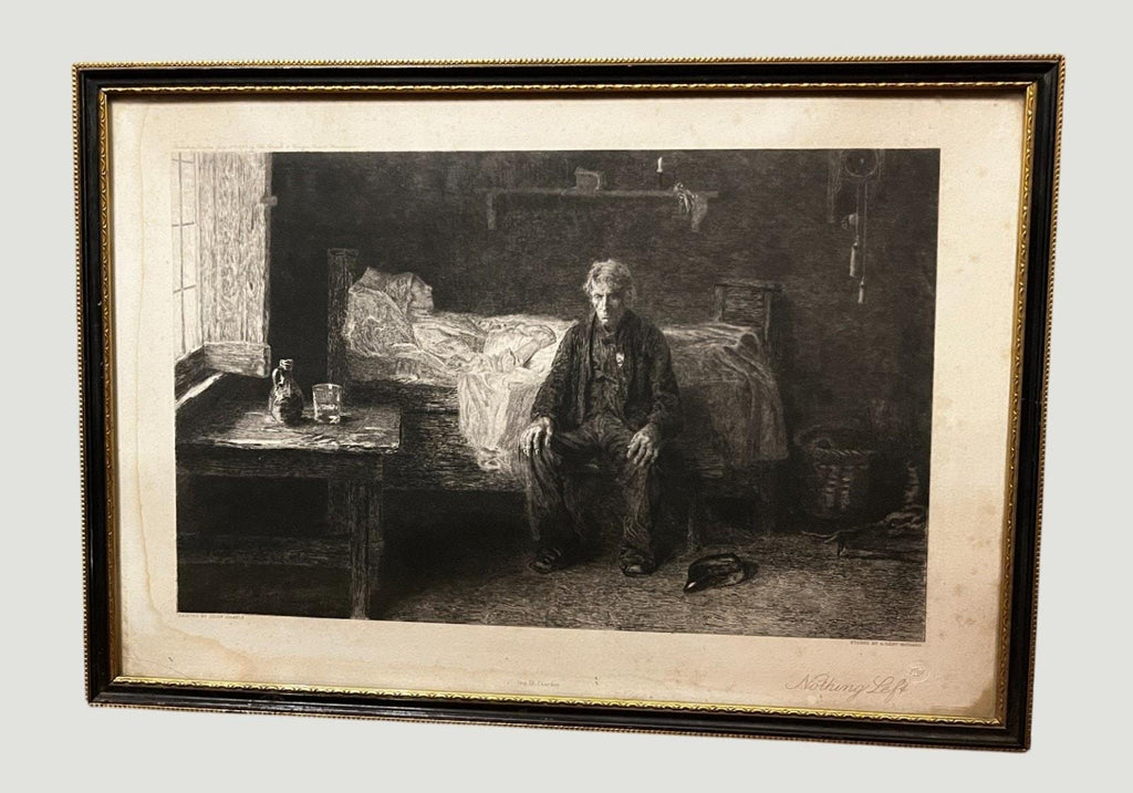 Victorian Etching Print, "Nothing Left" by Frank Holl, Social Realism Wall Art