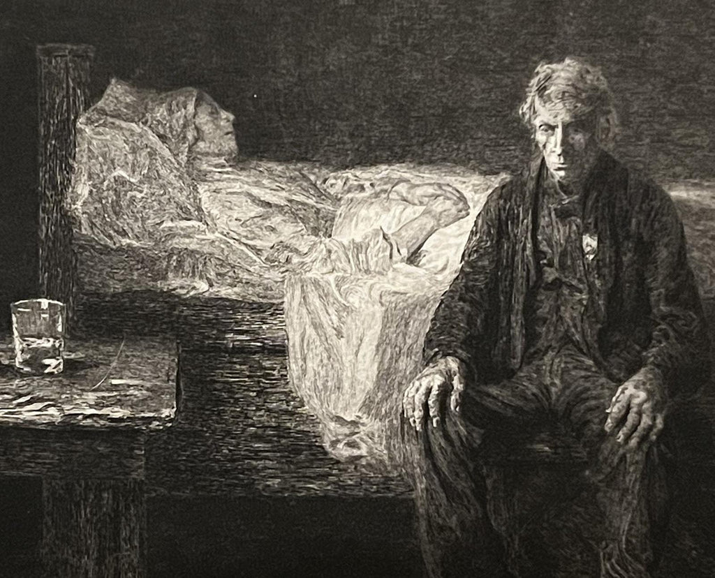 Victorian Etching Print, "Nothing Left" by Frank Holl, Social Realism Wall Art