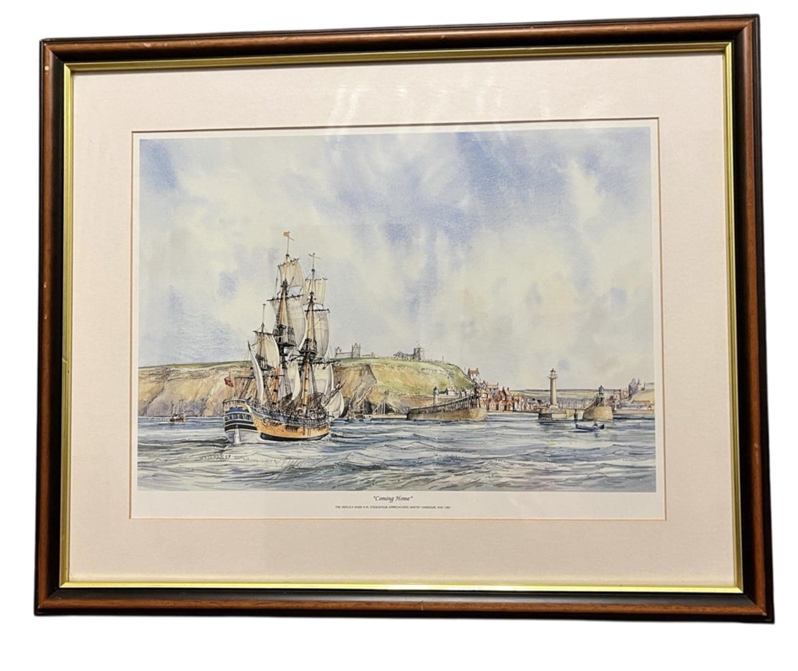 Whitby Endeavour Coming Home Maritime Framed Print 54x44cm Nautical Art Freeman