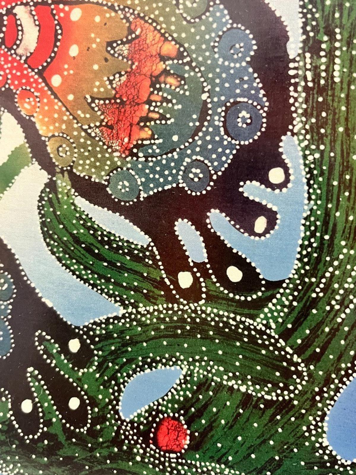 Large Framed Batik Textile Wall Art Butterflies Flowers 91cm Vintage Fabric