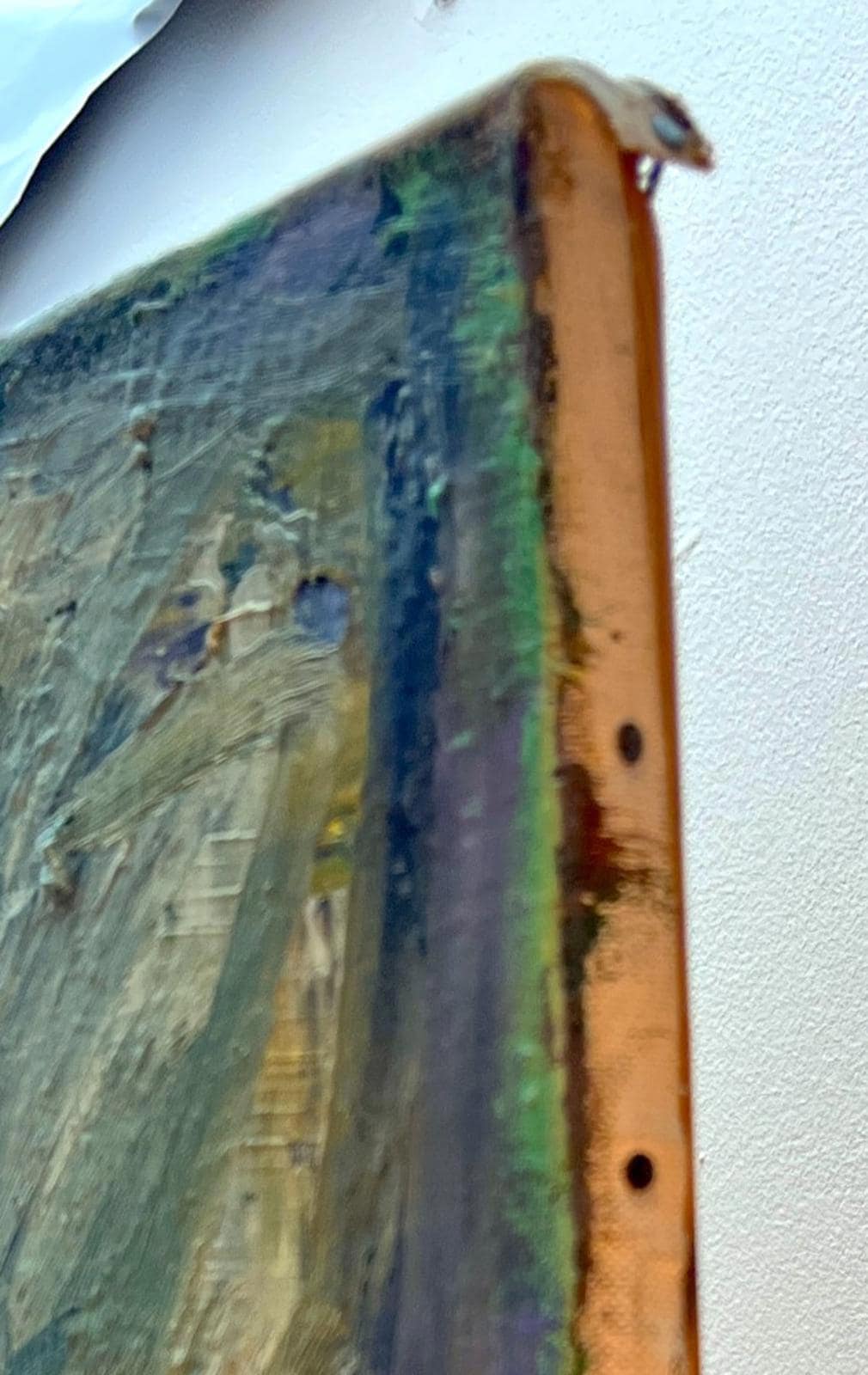 Vintage oil painting portrait of boy, unframed, expressionist modernist art, 1950s style
