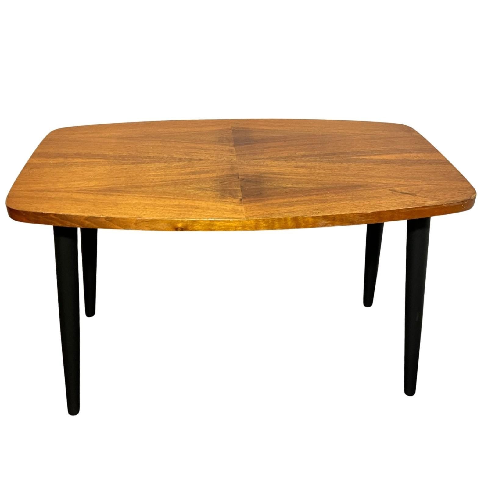 Mid Century Style Coffee Table Retro Side Table Wood Top Black Legs Vintage