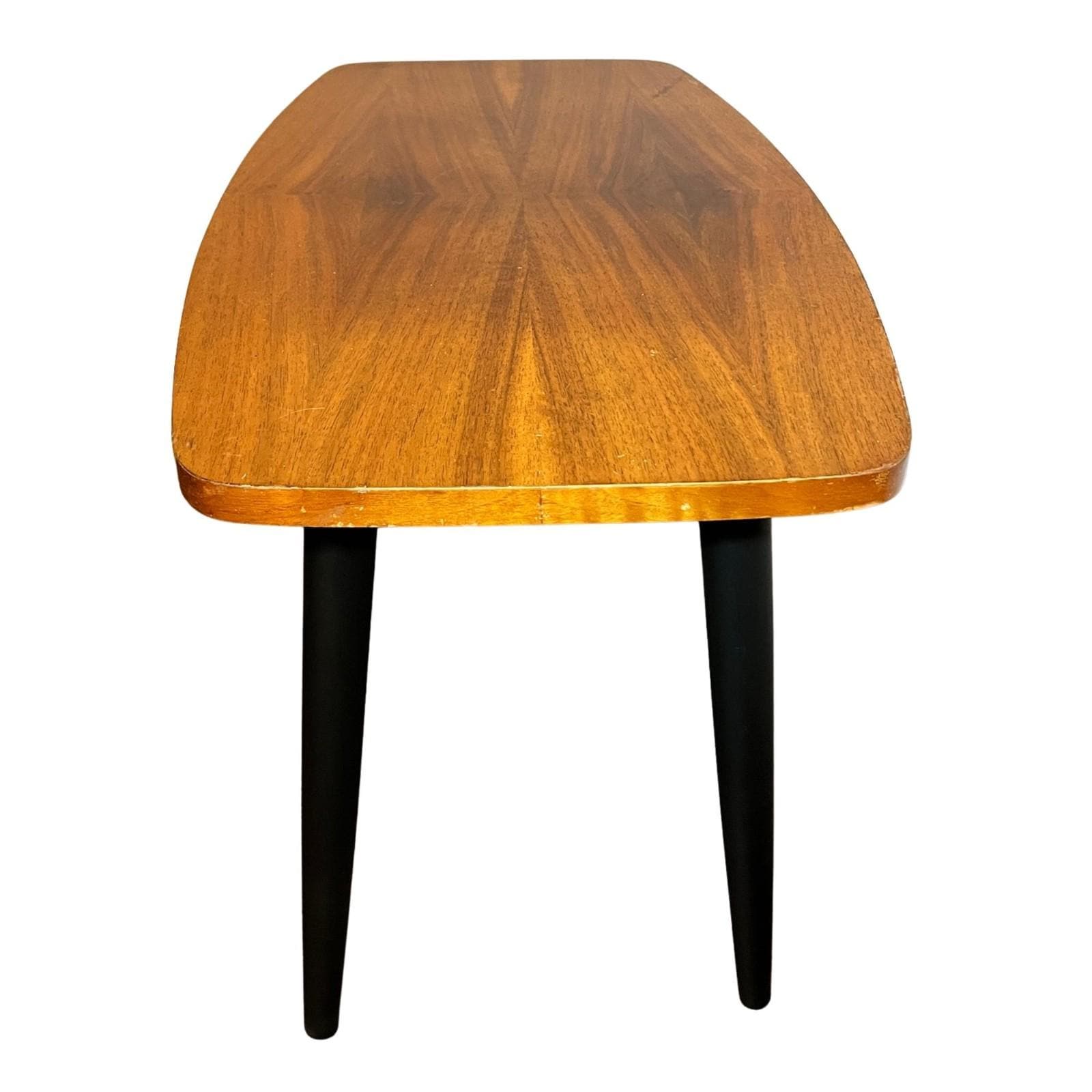 Mid Century Style Coffee Table Retro Side Table Wood Top Black Legs Vintage