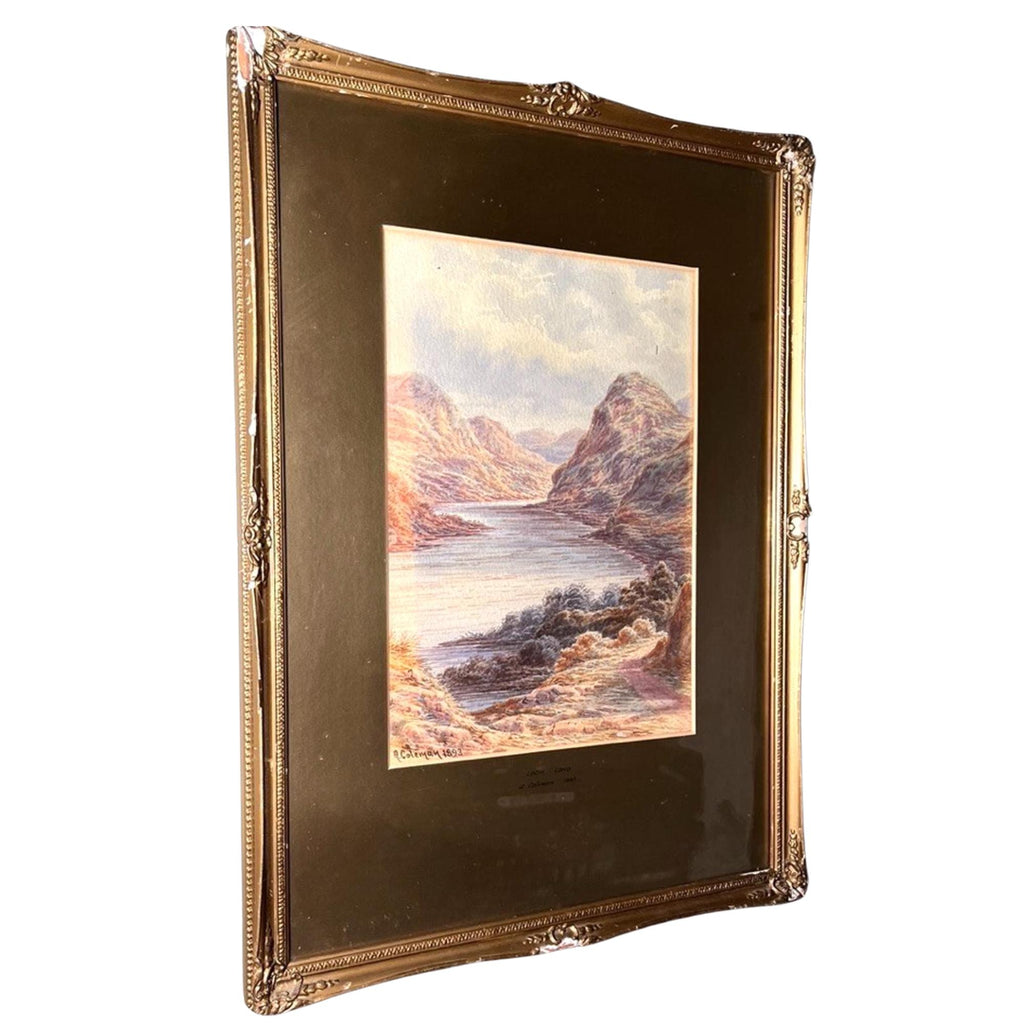 Antique Pair Framed Prints A Coleman 1893 Loch Long Devonshire Coast 56cm English Art
