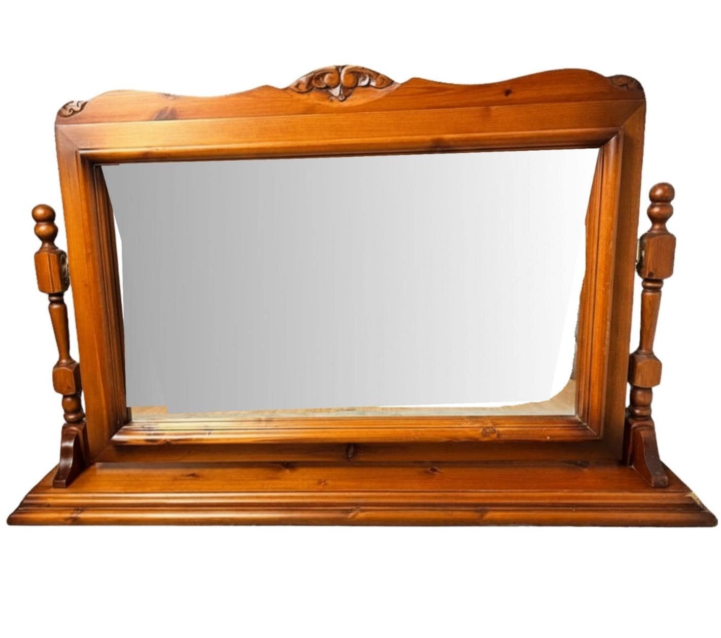 Large Vintage Freestanding Pine Dressing Table Mirror Rustic Farmhouse Country S